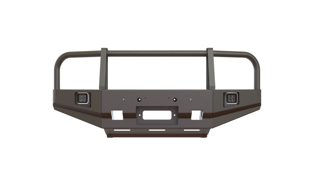 Бампер передний Mitsubishi Pajero Sport 1996-2008 с защитой фар и ПТФ КОМПЛЕКТ 1