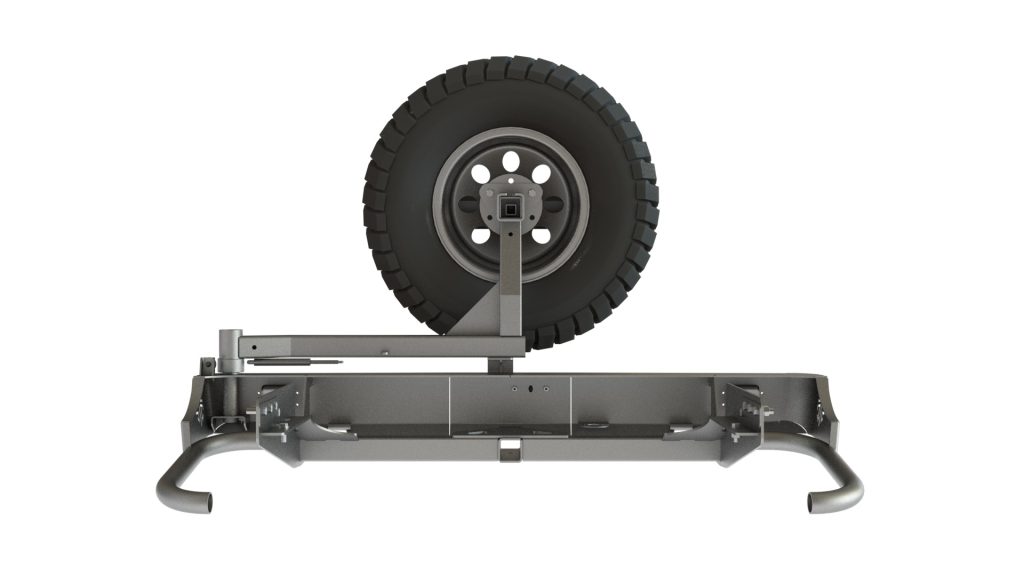 Бампер задний Mitsubishi L200 2013-2015 (длинный кузов) калитка центр, фонари заднего хода/ПТФ