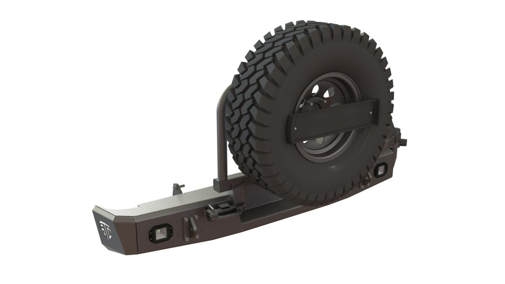 Бампер задний Toyota Tundra 2006-2013 калитка центр (УСИЛЕННАЯ), фонари заднего хода/ПТФ