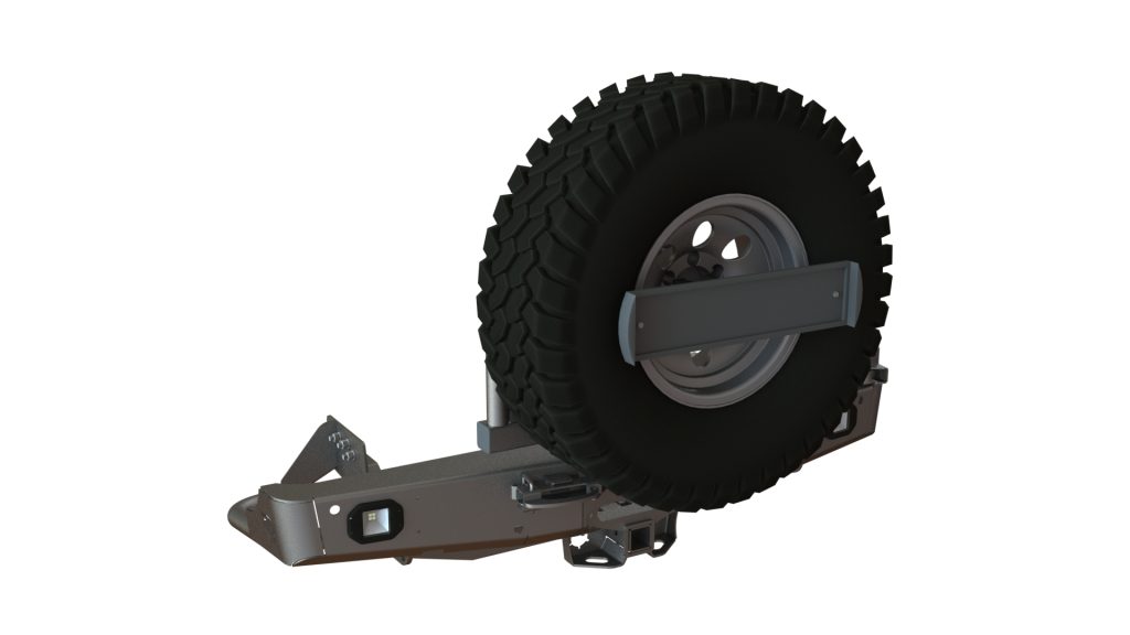 Бампер задний Mitsubishi L200 2006-2013 лебедка, калитка центр (УСИЛЕННАЯ), фонари заднего хода/ПТФ