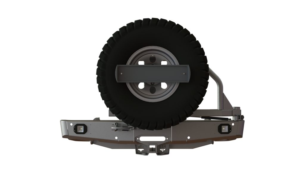 Бампер задний Mitsubishi L200 2006-2013 лебедка, калитка центр (УСИЛЕННАЯ), фонари заднего хода/ПТФ