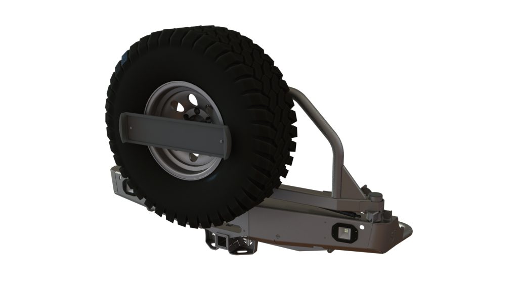 Бампер задний Mitsubishi L200 2006-2013 лебедка, калитка центр (УСИЛЕННАЯ), фонари заднего хода/ПТФ