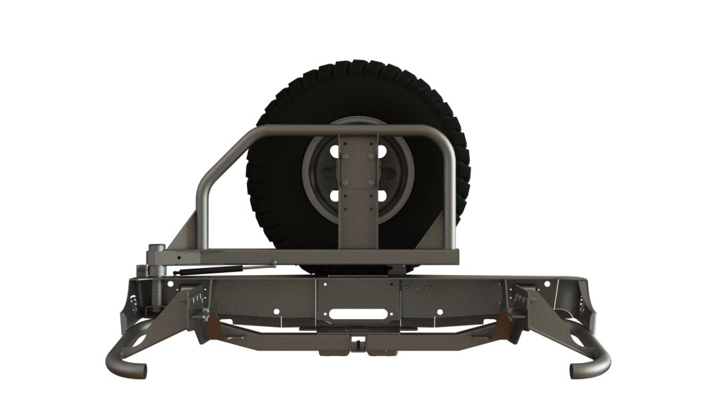 Бампер задний Mitsubishi L200 2006-2013 лебедка, калитка центр (УСИЛЕННАЯ), фонари заднего хода/ПТФ