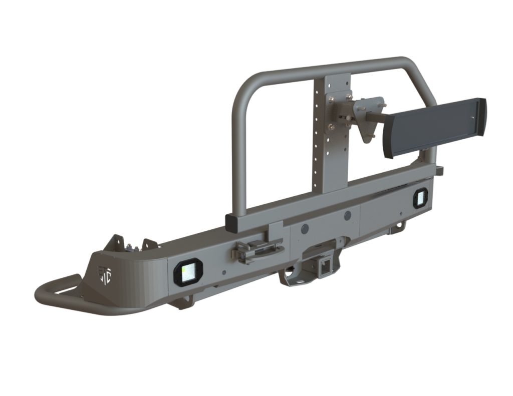 Бампер задний Changan Hunter Plus 2022+ калитка центр (УСИЛЕННАЯ), лебедка, фары заднего хода/ПТФ