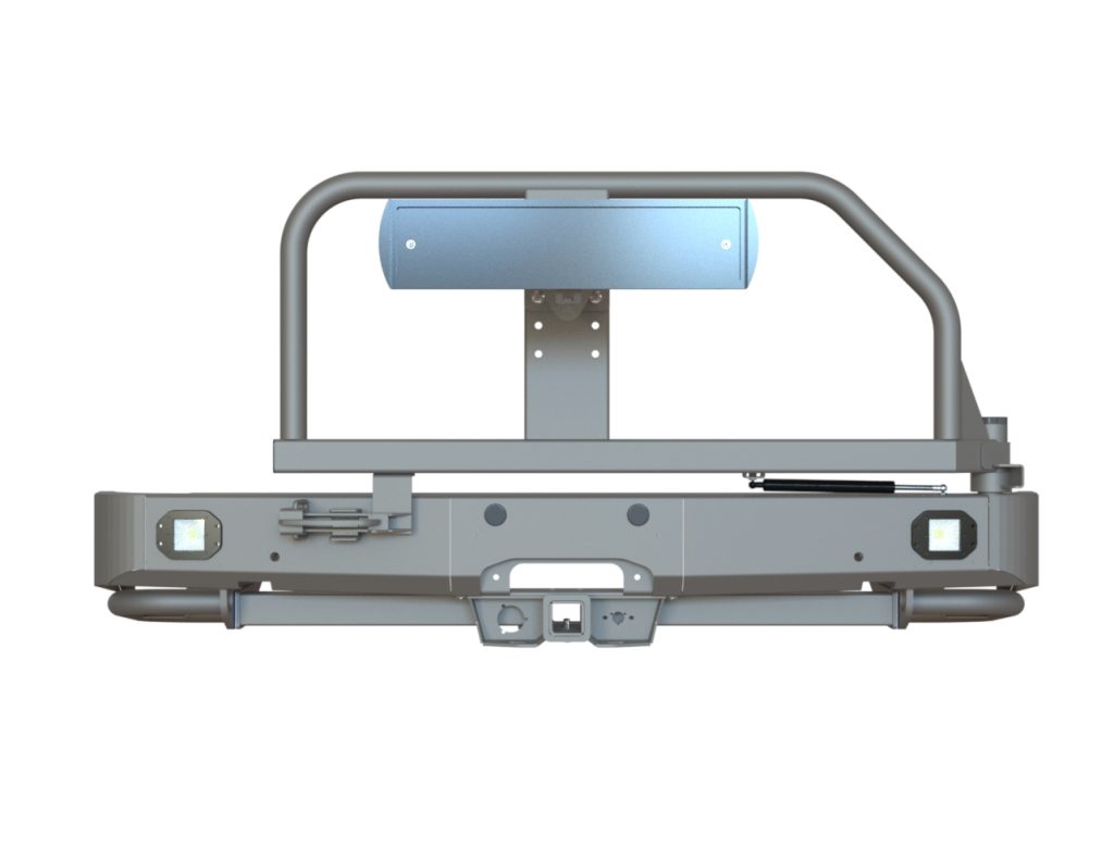 Бампер задний Changan Hunter Plus 2022+ калитка центр (УСИЛЕННАЯ), лебедка, фары заднего хода/ПТФ