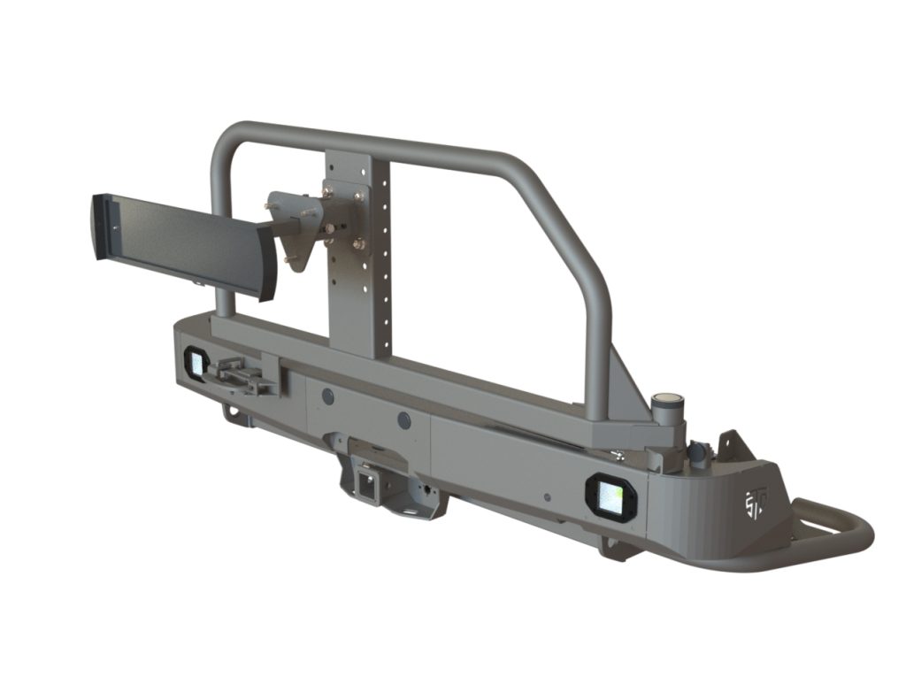 Бампер задний Changan Hunter Plus 2022+ калитка центр (УСИЛЕННАЯ), лебедка, фары заднего хода/ПТФ