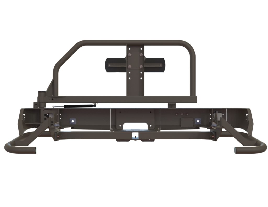 Бампер задний Changan Hunter Plus 2022+ калитка центр (УСИЛЕННАЯ), лебедка, фары заднего хода/ПТФ